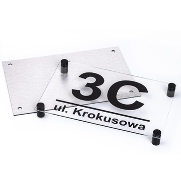 TABLICZKA Z NUMEREM DOMU | ADRESOWA | PLEKSA i ALUMINIUM + DYSTANSE i KOŁKI