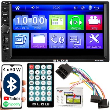 RADIO SAMOCHODOWE BLUETOOTH 2 DIN 7 CALI RDS USB AUX MICRO SD 4x50W PILOT