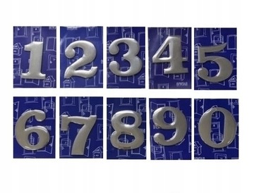 CYFRY CYFERKI NUMER NUMERY NA DRZWI CHROM samoprzylepne chromowane Design