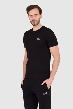 EA7 Czarny t-shirt męski z małym białym logo XL