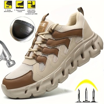 Buty robocze ochronne BHP Sportowe półbuty LEKKIE Khaki
