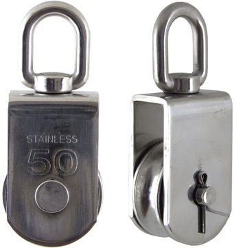 BLOCZEK DO LINY 16mm Z ROLKĄ 100mm KRĘTLIK NIERDZEWNY A2