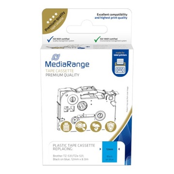 Kaseta z taśmą plastikową MediaRange 12 mm, 8m