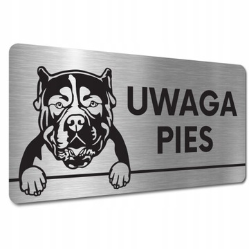 TABLICZKA UWAGA PIES ZŁY PIES - Buldog amerykański TABLICZKA UWAGA ZŁY PIES