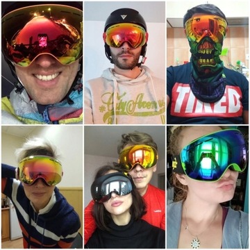 GOGLE NARCIARSKIE SNOWBOARDOWE 4Fun CZERWONE dla kobiet i mężczyzn