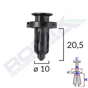 Kołek rozporowy ø10 Honda Subaru B25354 Romix 5szt
