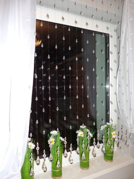 MODNA ZAWIESZKA* kryształki firana koraliki 120 cm