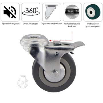 Диаметр колеса 75, тележка, полка, шкаф, стол 5ППГУМ75