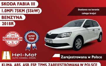 Skoda Fabia III Kombi 1.0 MPI 75KM 2018 Skoda Fabia 2018r, Klima Zarejestrowana w Polsce, VAT-marza Benzyna 75KM, zdjęcie 1