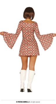 Диско-коричневый женский костюм Flower Power в стиле хиппи 1970-х годов