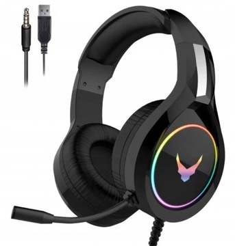 ИГРОВЫЕ НАУШНИКИ С МИКРОФОНОМ, ПРОВОДНЫЕ, НАКЛАДНЫЕ, ПК СО СВЕТОДИОДНОЙ RGB ПОДСВЕТКОЙ
