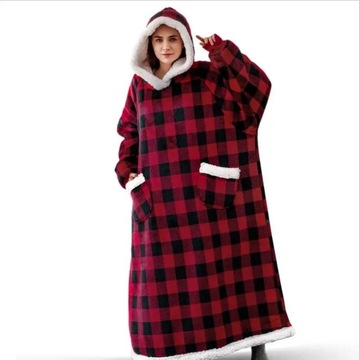 Super Long Flannel Blanket with Sleeves Winter Hoo