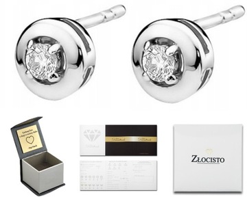 BIAŁE ZŁOTO KOLCZYKI Z BRYLANTAMI 0,16 CT SZTYFTY