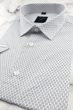 Duża Koszula Męska Elegancka Wizytowa we wzorki z kieszonkami z klapą P603