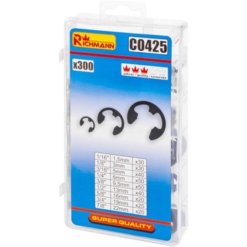 Стопорные кольца типа Е, набор 300 шт.