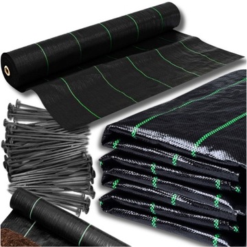 AGROTKANINA AGROWŁÓKNINA 1,6x50m ANTYCHWASTOWA CZARNA 70g UV 3% + 50x KOTWY