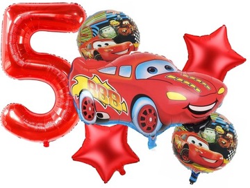 BALON PIĘĆ NA 5 PIĄTE URODZINY BALONY CARS AUTO AUTA ZYGZAK