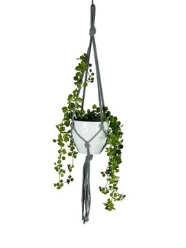 Kwietnik wiszący makrama boho styl - CIEMNY SZARY