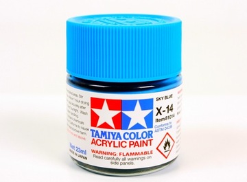 MODELARSKA FARBA AKRYLOWA NIEBIESKA POŁYSK TAMIYA 23ml X-14 SKY BLUE (G)