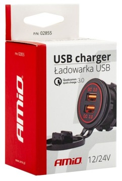 Ładowarka gniazdo 2xUSB samochodowe motor 12V 24V
