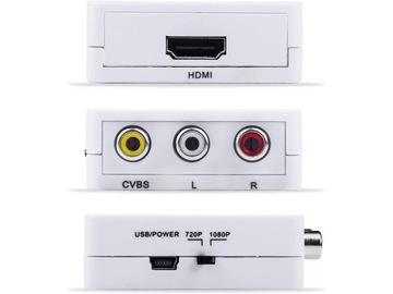 АДАПТЕР КОНВЕРТЕР AV-СИГНАЛА RCA CINCH В HDMI АУДИО RCA 1080p КАБЕЛЬ CVBS