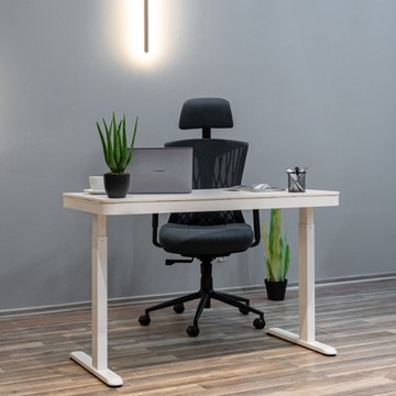 Регулируемый белый электрический стол USB с выдвижным ящиком, подъемный и регулируемый.