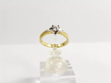 ЗОЛОТОЕ КОЛЬЦО 585 ПРОБЫ С БРИЛЛИАНТОМ 0,15 КАРАТА РАЗМЕР 13 СЕРТИФИКАТ С БРИЛЛИАНТОМ