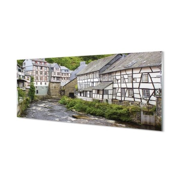 Lacobel szkło Niemcy Stare budynki rzeka 125x50 cm