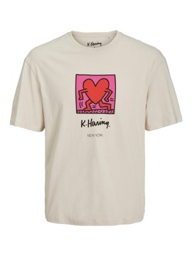 Jack&Jones T-Shirt Keith Haring 12230685 Beżowy Relaxed Fit