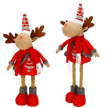 RENIFER ŚWIĄTECZNY TELESKOPOWY POD CHOINKĘ 65cm OZDOBA DEKORACJA ŚWIĄTECZNA