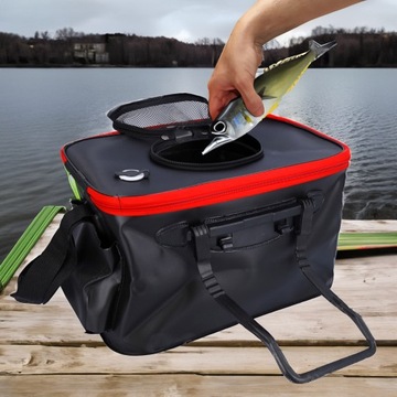 ВЕДРО РЫБАЛОЧНОЕ для живой рыбы, складное с крышкой, сумка-контейнер, 23 литра