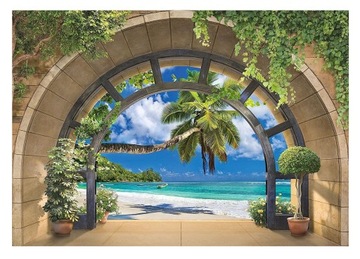 Fototapeta 3D MORZE PLAŻA OCEAN Palmy XXL 368x254