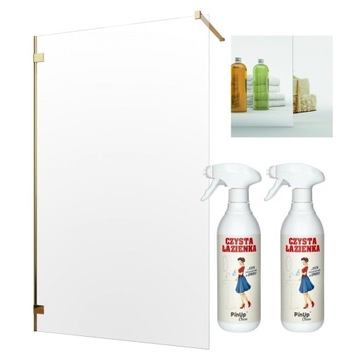 Kabina prysznicowa Walk-In złota 125 szkło mirror + pianka czyszcząca PinUp