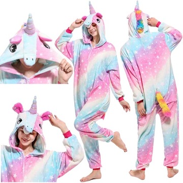 PIŻAMA KIGURUMI ONESIE JEDNOROŻEC GALAXY LIGHT PRZEBRANIE KOMBINEZON ROZ. S