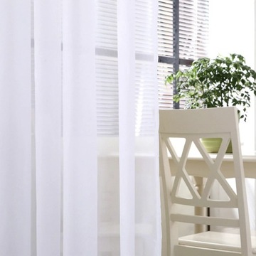 Белоснежная штора с люверсами 400Х160см, готовая из вуали, гладкая, белая.