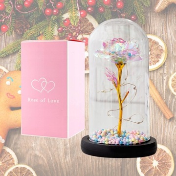 ВЕЧНАЯ РОЗА В СВЕТОДИОДНОМ СТЕКЛЕ НА ЛЕДЯНОМ ПОДАРКЕ