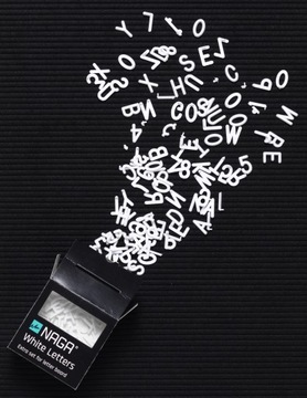 Literki małe białe do tablic filcowych NAGA