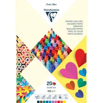 PAPIER KOLOROWY BLOK A4 20ark DO RYSOWANIA DRUKU