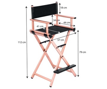Krzesło do wizażu | makijażu | składane | RÓŻOWE