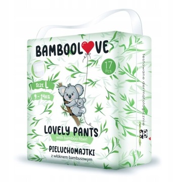 Bamboolove, Lovely Pants pieluchomajtki L, 17 szt