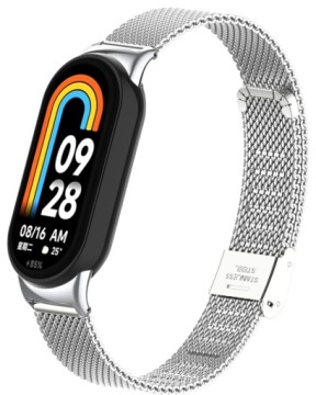 Pasek opaska bransoleta RabbitMob do Xiaomi Mi Smart Band 8/9/10 | Srebrny