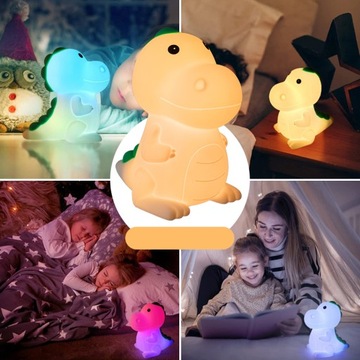 SILIKONOWA LAMPKA DO POKOJU DZIECIĘCEGO DINOZAUR LAMPKA NOCNA LED RGB 3000K