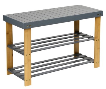 ŁAWKA BAMBUSOWA SIEDZISKO Z PÓŁKAMI SZAFKA REGAŁ DO ŁAZIENKI PRZEDPOKOJU