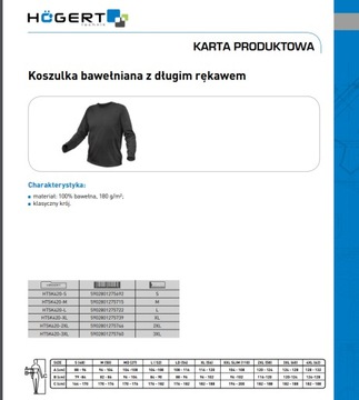 HOGERT ВЫСОКОКАЧЕСТВЕННАЯ МУЖСКАЯ ФУТБОЛКА ИЗ ХЛОПКА С ДЛИННЫМИ РУКАВАМИ 2XL XXL