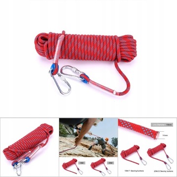 10 м сухожильная веревка 10 мм статическая красная