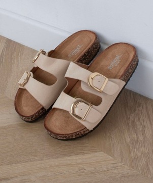 8148 БЕЖЕВЫЕ ТАПОЧКИ НА ЗАМШЕВЫХ РЕМЕНКАХ 39