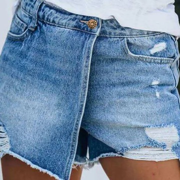 denim shorts jeans Women Shorts Ripped Solid Color