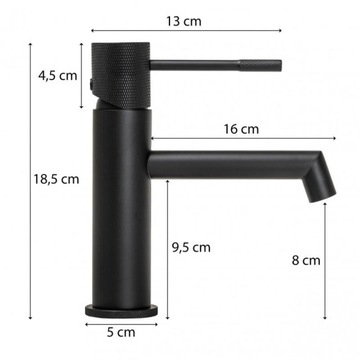 Комплект смесителя для умывальника и пробки клик-клак, черный лофт