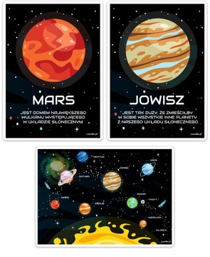 PLANSZE EDUKACYJNE TABLICE - KOSMOS PLANETY (DUŻE A4) - LearnHow