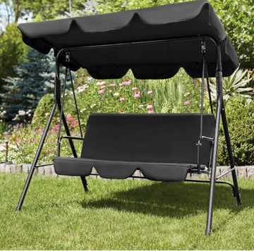 МЕТАЛЛИЧЕСКИЕ САДОВЫЕ КАЧЕЛИ, ОТДЕЛЬНО СТОЯЩАЯ СКАМЬЯ-КАЧАЛКА С КРЫШКОЙ НА 3 ЧЕЛОВЕКА